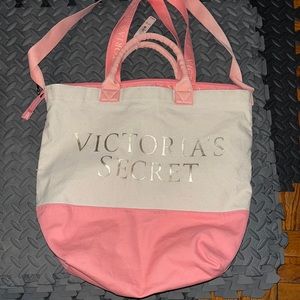 PINK Victoria Secret Beige and pink Large Tote Bag/Insulated Beach Bag